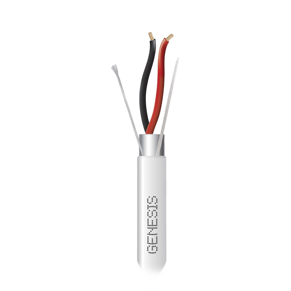 Bobina de 305 Metros (1000 Pies) de Cable 2 x 22 AWG BLINDADO / RISER / Color Blanco / Para Aplicaciones de Audio, Seguridad y Control
