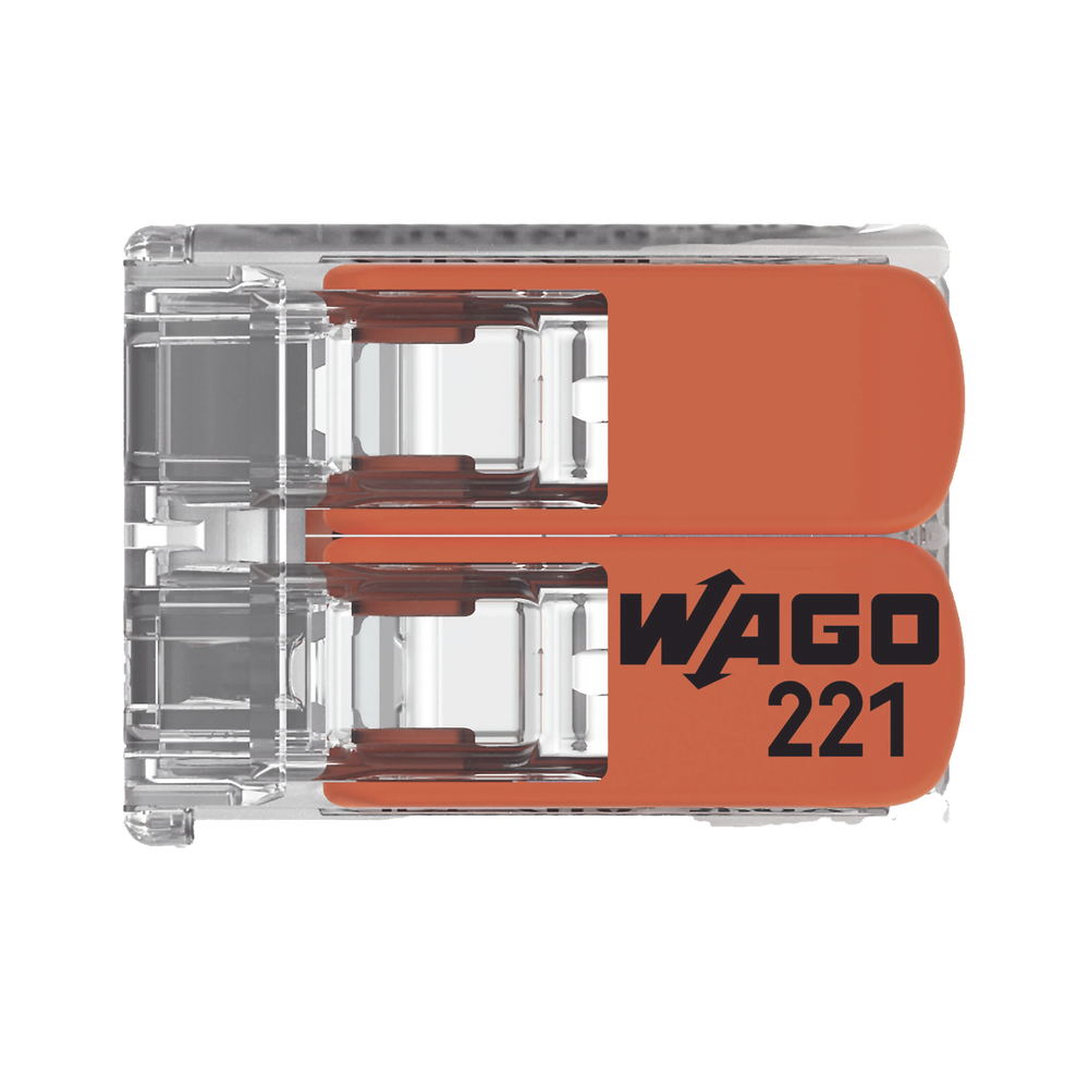Borna de Conexión / Serie 221 / Palancas Naranja / 2 Conductores 4 mm² / Carcasa Transparente / 300V 20A / T85 / UL ENEC Certificado - Imagen 5