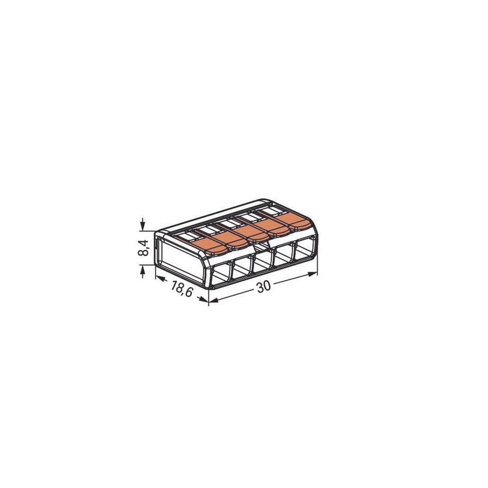 Borna de Conexión / 5 Conductores / 4 mm² Máximo / Palanca Naranja / Transparente / 32A 450V / UL JET ENEC / CAGE CLAMP® / T85 - Imagen 7