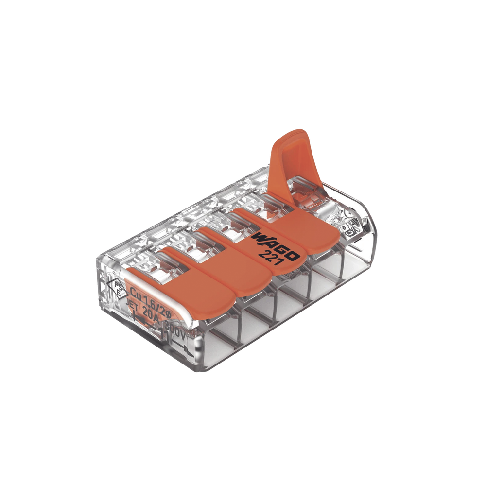 Borna de Conexión / 5 Conductores / 4 mm² Máximo / Palanca Naranja / Transparente / 32A 450V / UL JET ENEC / CAGE CLAMP® / T85 - Imagen 4