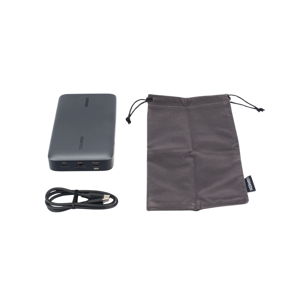 Power Bank de 20000mAh | 3 Salidas 100W Max. | USB-A + 2 USB-C | PD 3.0 | QC3.0 | FCP | SCP | Pantalla Inteligente | Carcasa Ignifuga | Color Gris | Incluye Cable USB de 50cm | Carga tu Laptop de Manera Segura. - Imagen 6