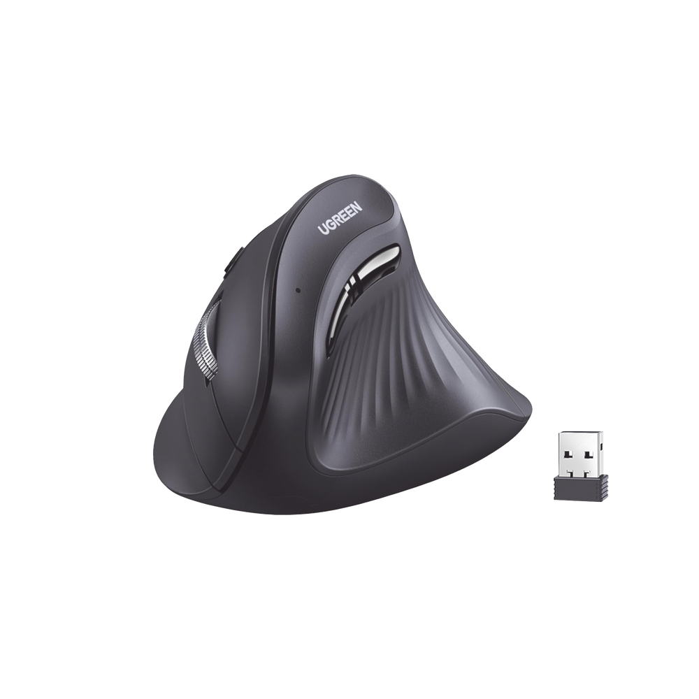 Mouse Inalámbrico en Angulo Vertical | 2.4G & Bluetooth | Conecta 3 dispositivos Simultáneamente | 4 Niveles de DPI | Clic Silencioso | 5 botones Silenciosos | Soporta Win, Mac, Linux & Chrome.