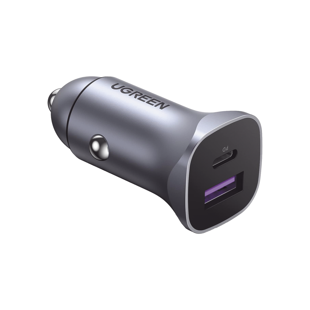 Cargador de Auto 30W | 2 Puertos USB-A y USB-C | Carga Rápida | Compatible con Vehículos de 12 y 24 VCD | PD3.0, QC4.0, SCP, PPS | Indicador Led | Diseño Compacto | Chip Inteligente | Caja de Aluminio