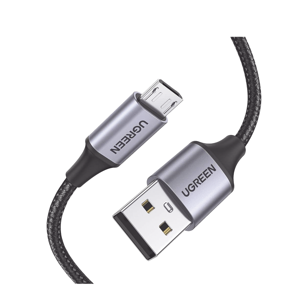Cable USB-A a Micro USB | 1 Metro (3.28 Pies) | Carga Rápida | QC 3.0/2.0 | FPC | AFC | Transferencia de Datos de 480 Mbps | Recarga hasta 18W | Protección Integrada | Caja de Aluminio | Nylon Trenzado | Color Negro