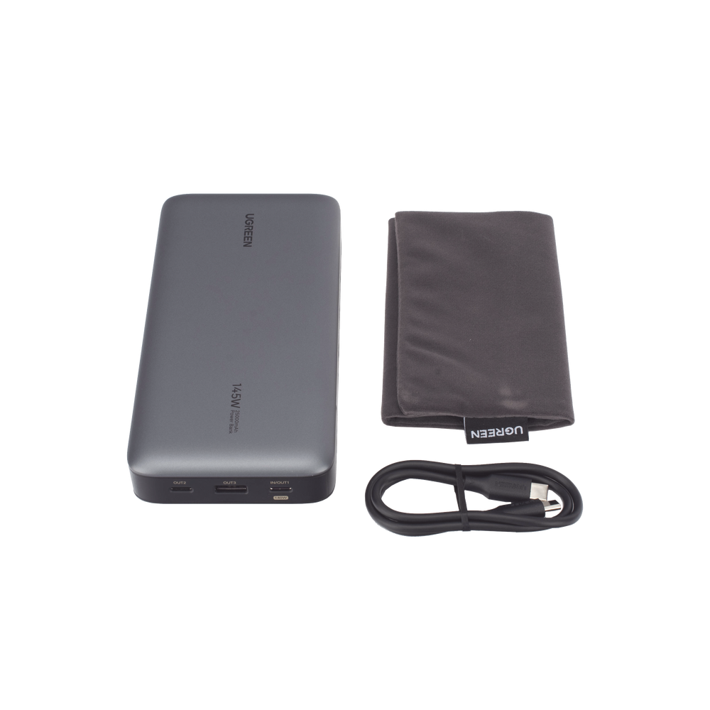 Power Bank de 25000mAh | 3 Salidas 145W Max. | USB-A + 2 USB-C | PD 3.0, QC3.0 | FCP | SCP | Pantalla Inteligente | Carcasa Ignifuga | Color Gris | Incluye Cable USB de 50cm | Carga tu Laptop de Manera Segura. - Imagen 6