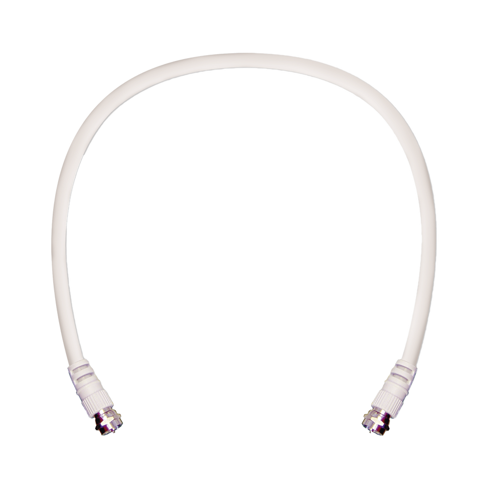 Jumper Coaxial con Cable Tipo RG-6 en Color Blanco de 60.96 Centímetros (24 Pulgadas) de Longitud y Conectores F Macho en Ambos Extremos. 75 Ohm de Impedancia.