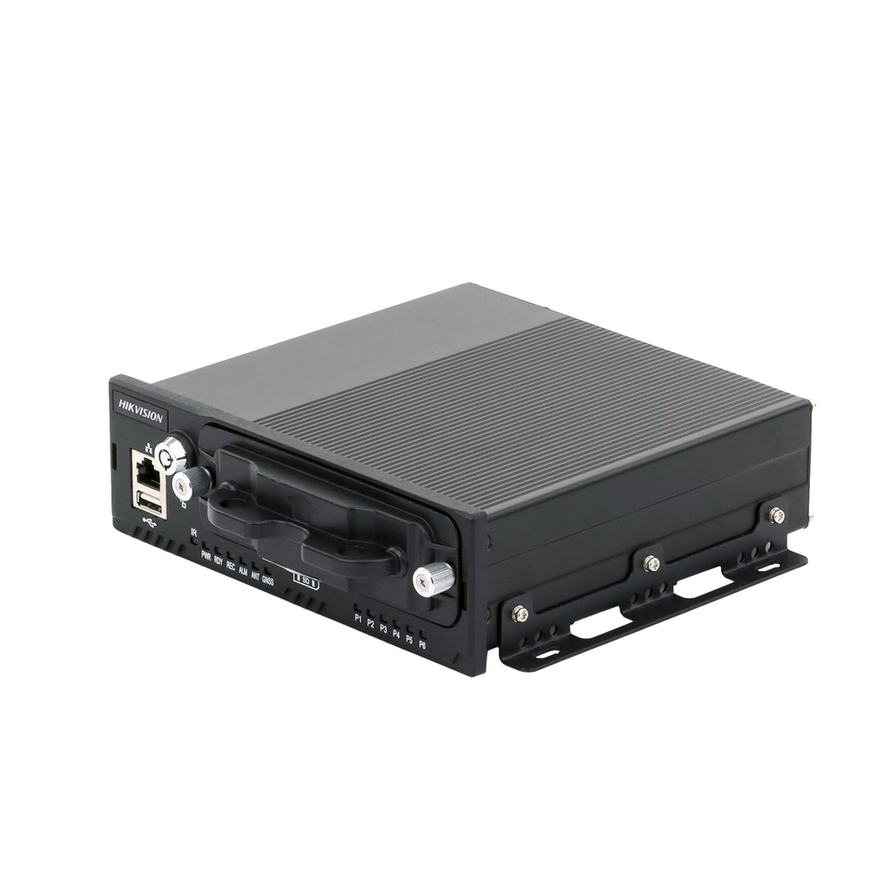 NVR Móvil Vehicular de 8 Canales / 4 PoE + 4 vía Switch / 2 Megapixel / H.265 / GPS + Sensor G / 2 Bahías HDD / RJ45 / Aluminio Industrial