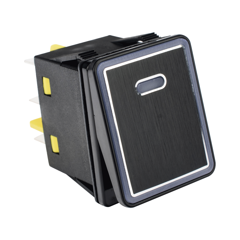 Interruptor tipo Switch con Led Color Rojo / IP65 / Diseño Industrial con panel de Aluminio / NO, COM, NC / Terminales tipo F1
