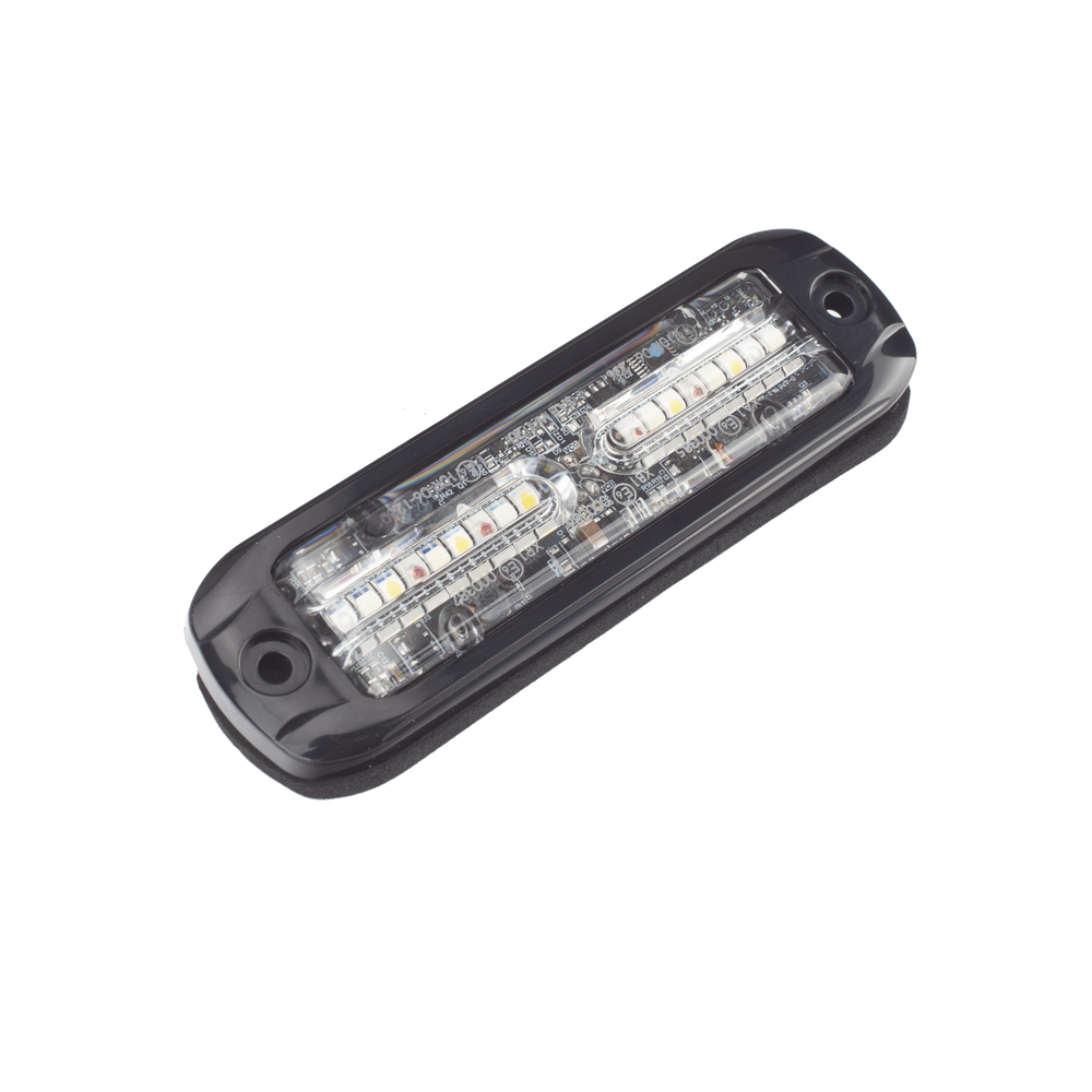 Luz Auxiliar de 18 LEDS, Tricolor Rojo/Azul/Blanco, Lente transparente, Bisel Negro - Imagen 6