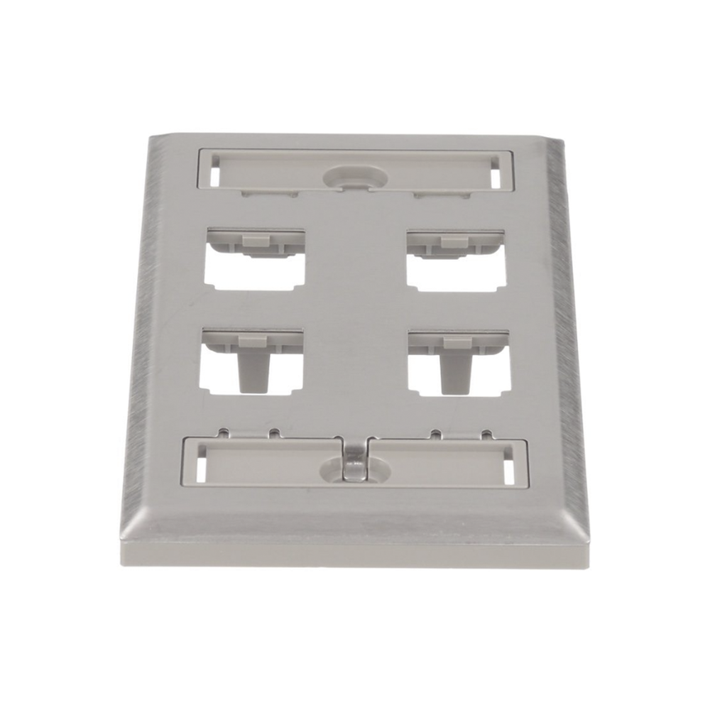 Placa de Pared Vertical, de Acero Inoxidable, Salida Para 4 Puertos Mini-Com, Con Espacios Para Etiquetas - Imagen 4