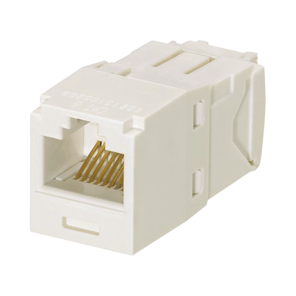 Conector Jack RJ45 Estilo TG, Mini-Com, Categoría 6, de 8 Posiciones y 8 Cables, Color Blanco Mate