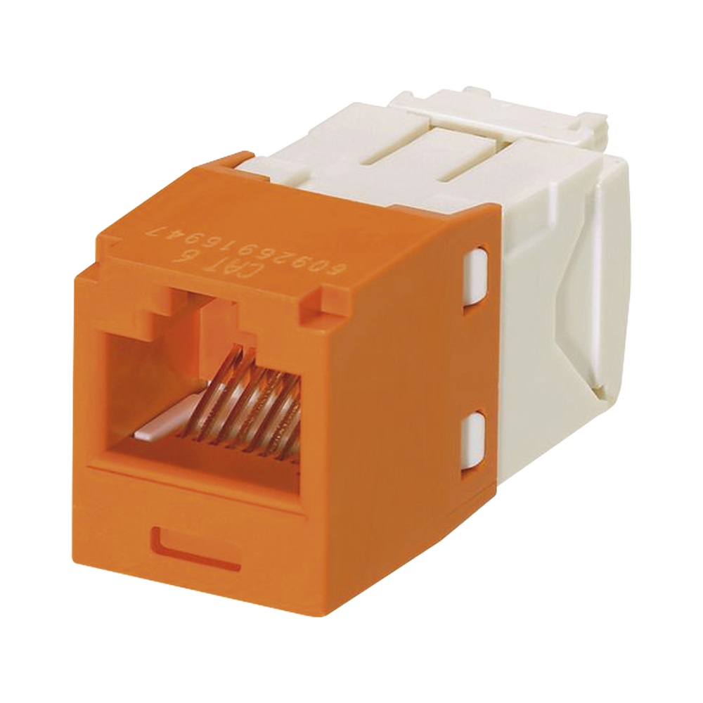 Conector Jack RJ45 Estilo TG, Mini-Com, Categoría 6, de 8 Posiciones y 8 Cables, Color Naranja
