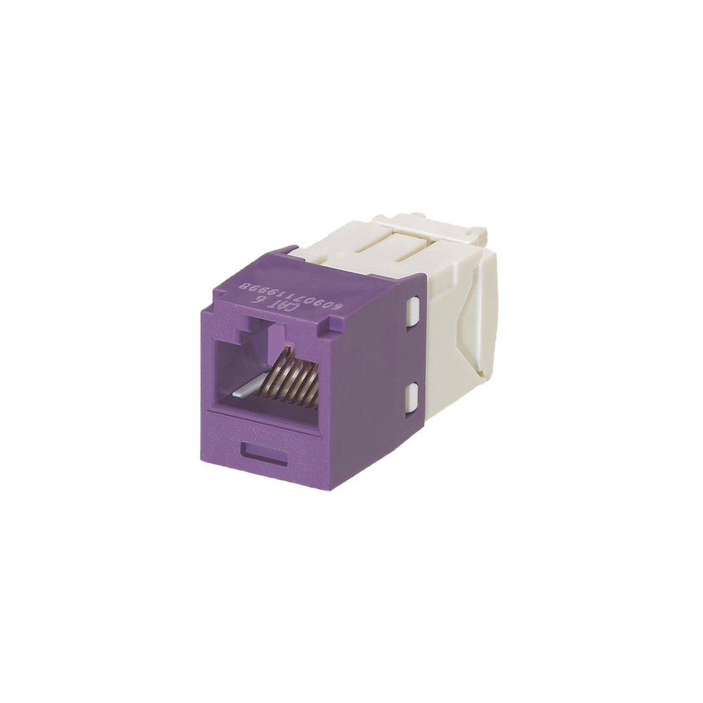 Conector Jack RJ45 Estilo TG, Mini-Com, Categoría 6, de 8 Posiciones y 8 Cables, Color Violeta