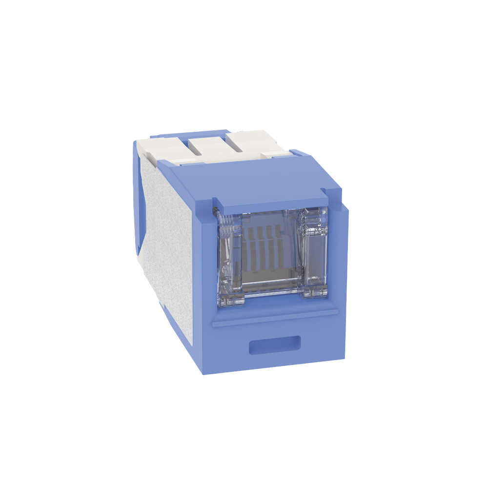 Conector Jack RJ45 Estilo TG con Ventana, Mini-Com, Categoría 6A, de 8 Posiciones y 8 Cables, Color Azul