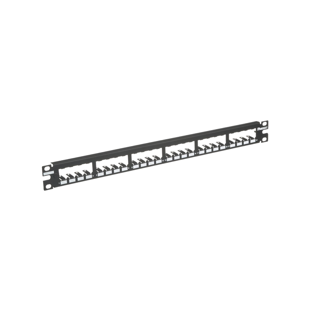 Panel de Parcheo Modular Mini-Com (Sin Conectores), Plano, Totalmente Blindado, de 24 Puertos, 1UR - Imagen 2