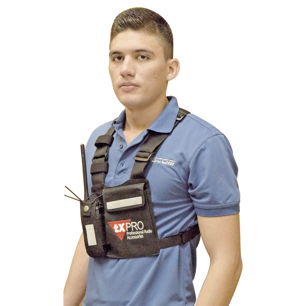 Pechera Universal con soporte para radio, sostén de bolígrafo y seguridad para la bolsa con cinta adherente. Logo TX-PRO. - Imagen 4