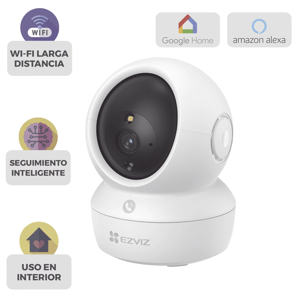 Camara PT 3 Megapixel / Wi-Fi de Doble banda 2.4 / 5 GHz / Vision Nocturna A Color / Detección de Ruidos Fuertes / Seguimiento Inteligente / Deteccion de Humanos / Audio de Dos Vías / MicroSD512GB