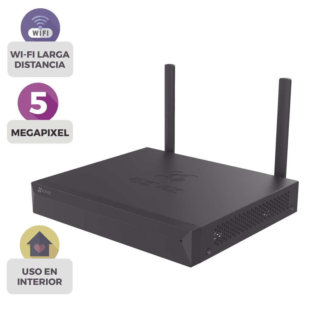 NVR Inalámbrico (WiFi) de 8 Canales IP / Admite Cámaras hasta 5 Megapixel (3K) / Salidas HDMI y VGA / H.265 / Almacenamiento hasta 8 TB