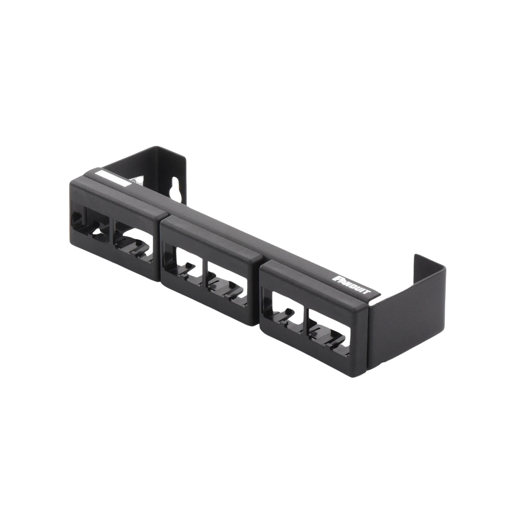 Panel de Parcheo Modular (Sin Conectores), de 12 Puertos Mini-Com, Instalación en Pared con Montaje Incluido, Color Negro - Imagen 2
