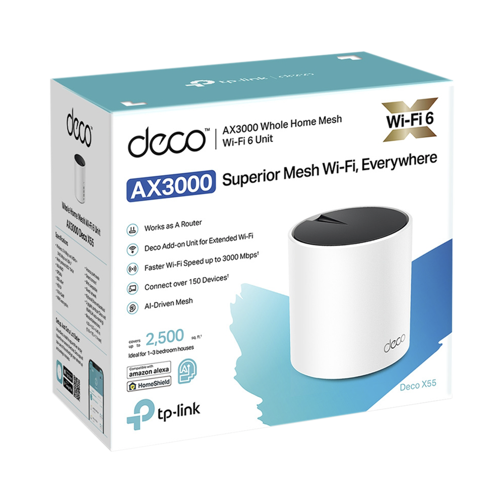 Router Inalámbrico MESH Interior para Hogar / Doble Banda Wi-Fi 6 AX3000 Mbps / 3 Puerto Gigabit WAN/LAN / 2 Antenas Internas / Administración Mediante la App Deco (iOS, Android) / Protección HomeShield - Imagen 3