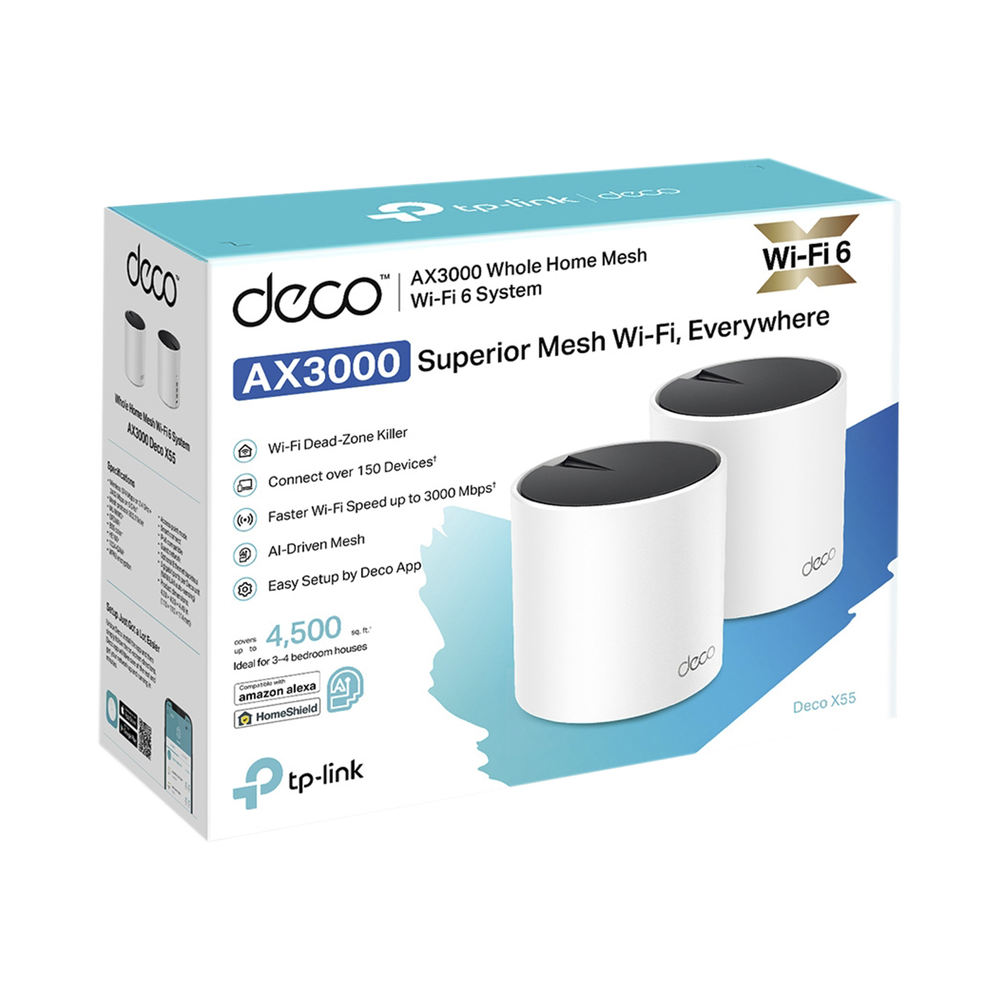 Kit 2 Routers Inalámbricos MESH Interior para Hogar / Doble Banda Wi-Fi 6 AX3000 Mbps / 3 Puerto Gigabit WAN/LAN / 2 Antenas Internas / Administración Mediante la App Deco (iOS, Android) / Protección HomeShield - Imagen 3