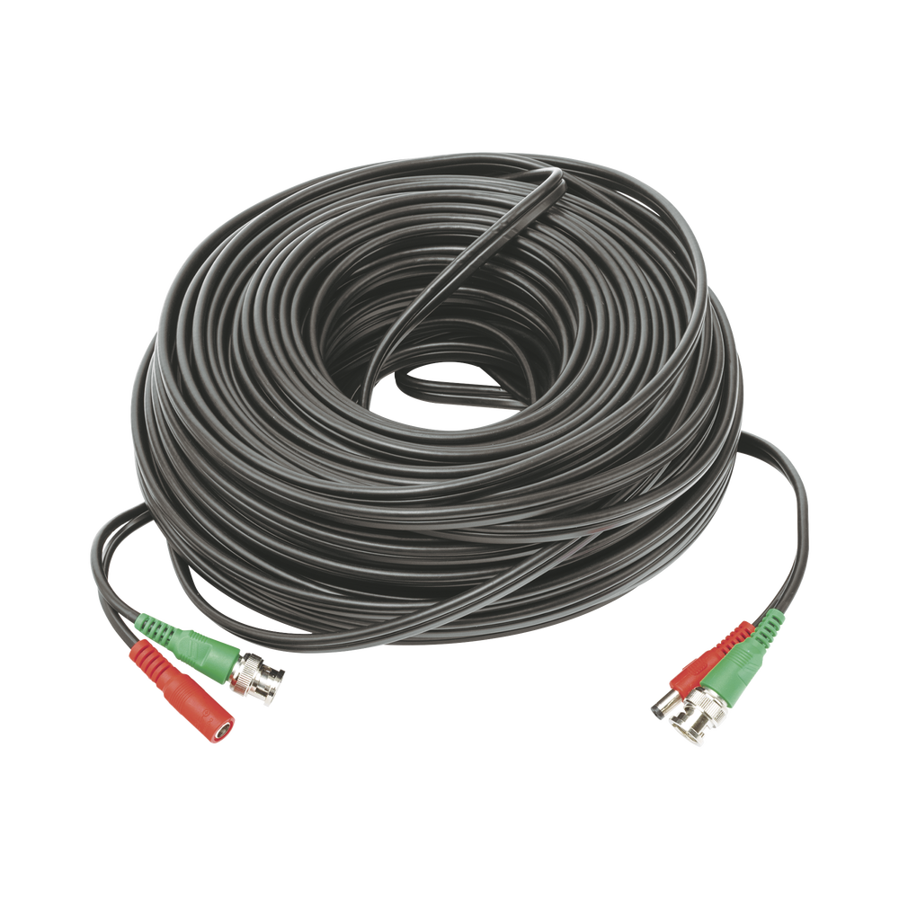 Cable Coaxial (BNC RG59) + Alimentación / SIAMES / 50 Metros (164 Pies) / 100% COBRE / Para Cámaras 4K / Uso Interior y Exterior