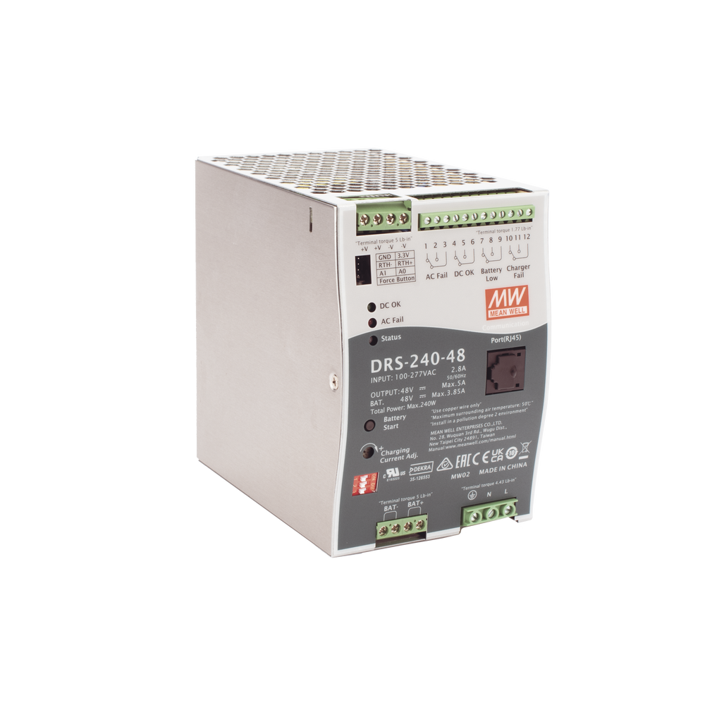 Fuente de Poder Industrial de 240W con Cargador de Baterías, salida 48Vcc, 5A, para montaje Riel Din - Imagen 3