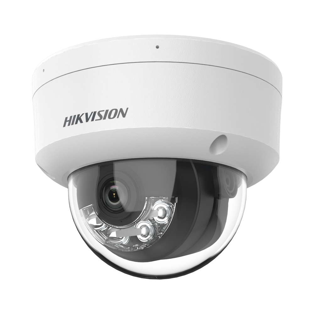 Domo IP 4 Megapixel / Lente 2.8 mm / Dual Light (30 mts IR + 30 mts Luz Blanca) / Micrófono Integrado / Antivandálico IK08 / Motion Detection 2.0 / Exterior IP67 / H.265 / PoE / ONVIF / Micro SD