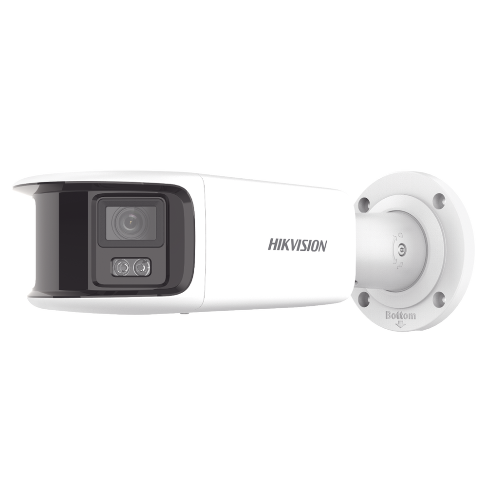 [FlexVu] [PROTECCIÓN ACTIVA] Bala IP Panorámica 8 Megapixel (4K) / 2 Lentes 4 mm (180°) / Imagen a Color 24/7 (ColorVu) / PoE / WDR 130° / IP67 / ACUSENSE / Luz Estroboscópica y Alarma Audible / 40 mts Luz Blanca / Micro SD