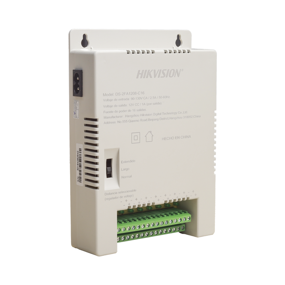 Fuente de Poder Regulada 12 Vcc / 13.5 Vcc / 15 Vcc para 16 Cámaras / 16 Amp (1 Amp por Salida) / Voltaje de Entrada 90 - 130 VCA / Soporta 4K / Modo para Largas Distancias - Imagen 3