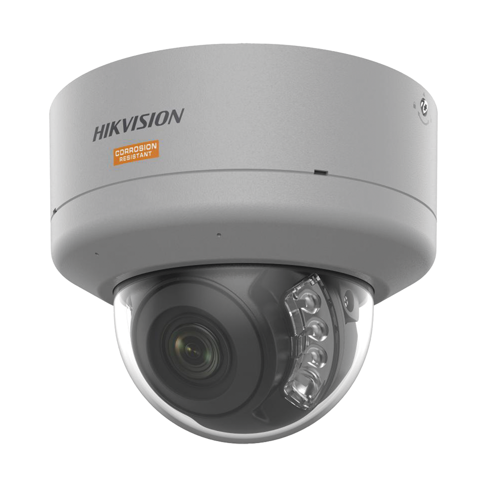 [Dual Light + ColorVu] Domo IP PTR 4 Megapixel / Lente 2.8 mm / Polimero Anticorrosivo (Ideal para Zonas Costeras o Alta Salinidad) / 40 Mts IR + 40 Mts Luz Blanca / 2 Micrófonos Integrados / WDR 130 dB / IP68 / IK10