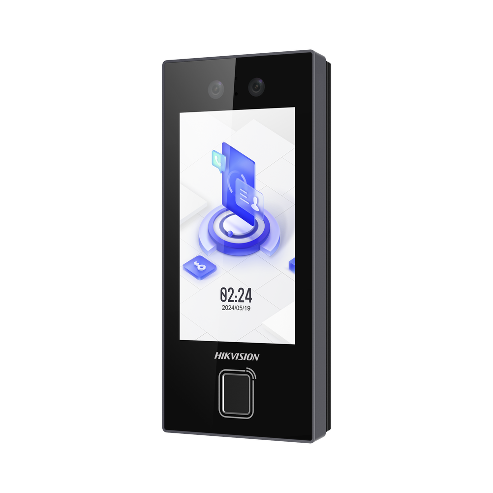 Terminal Facial MinMoe DS-K1T344MBFWX-E1 / Lector de Huellas y Tarjetas MIFARE / 3000 Rostros / 3000 Huellas / Pantalla 4.5" / Hik-Connect Teams / IP65 / PoE WiFi / HIK-IA / SIP
