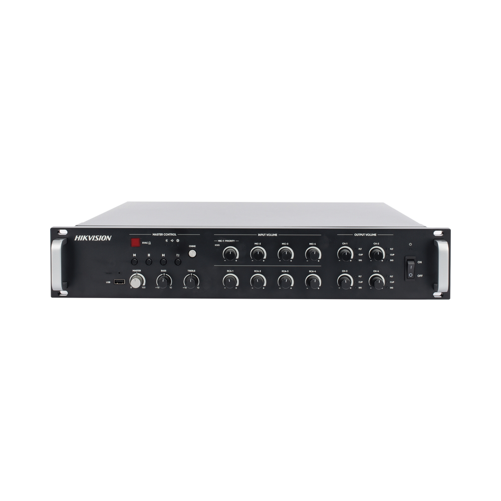 Amplificador de Red |  4 Zonas de 250W | 100V/70v | Calendarización de eventos | Biblioteca de Materiales de Audio | Entrada de Alarma |