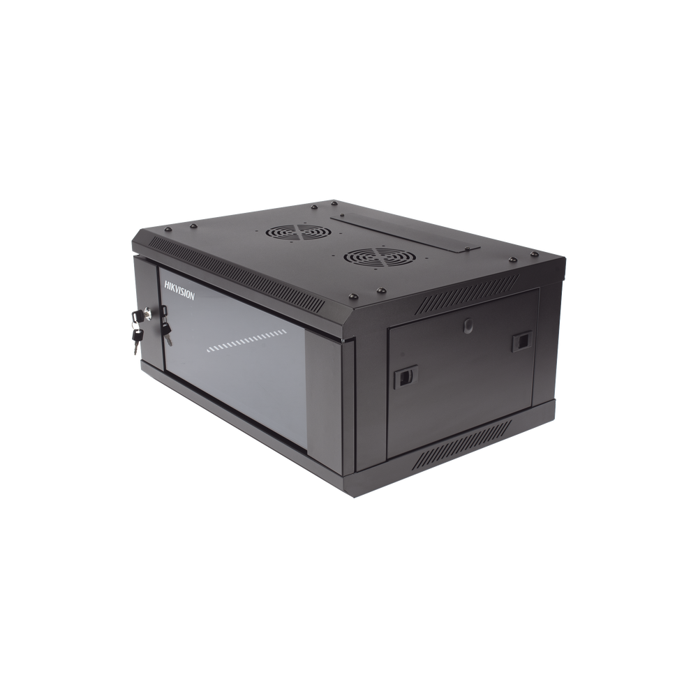 Gabinete para Montaje en Pared - Piso / Puerta de Cristal Templado / Cuerpo Fijo / 4 Unidades de Rack / 19" / Fabricado en Acero