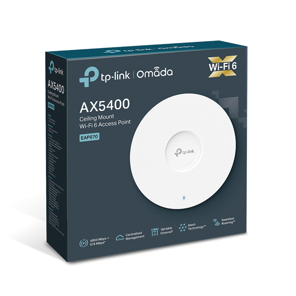 Punto de Acceso Omada / Wi-Fi 6 AX5400 MU-MIMO 4x4 / Mesh Omada / Alta Densidad de Usuarios / Configuración por Controlador o Stand-Alone / Para Montaje en Techo/pared / Alimentación PoE+ - Imagen 5