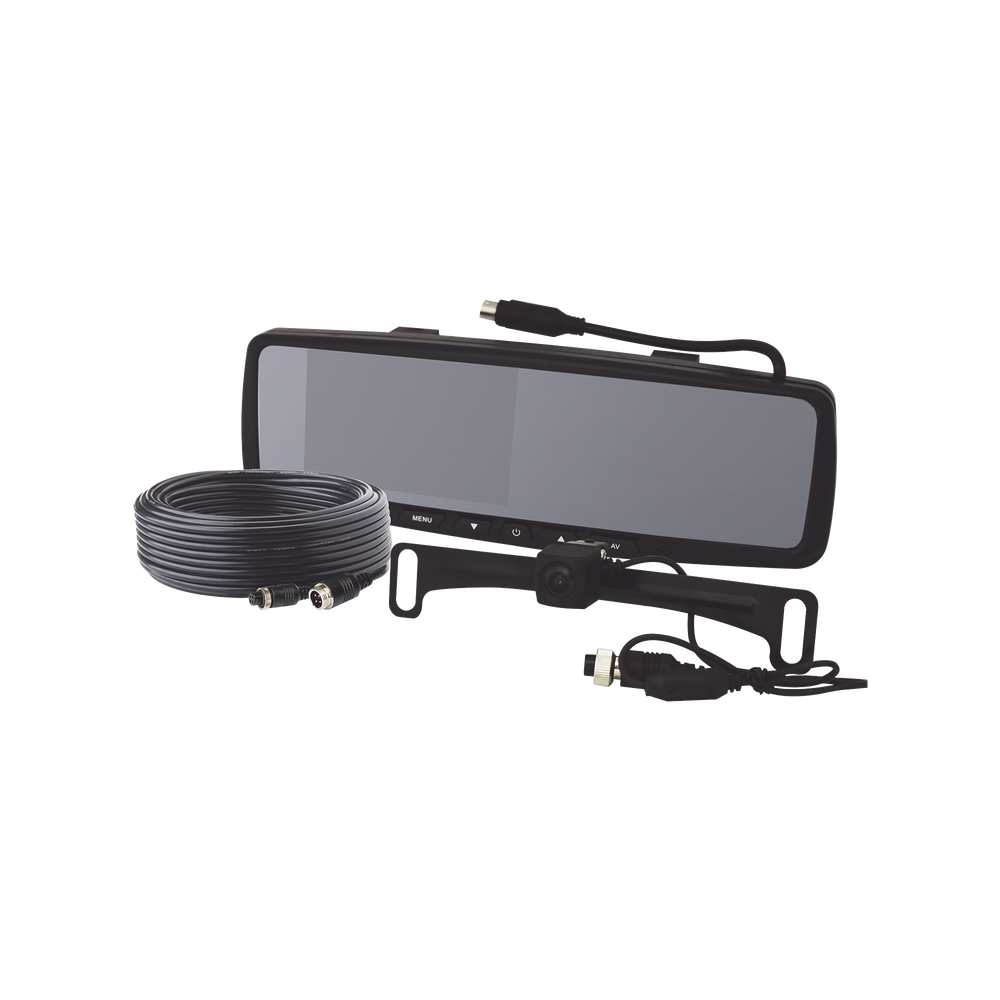 Camara de Reversa Alambrica y Monitor Tipo Retrovisor de 4.3 pulgadas, Incluye cámara para placa de 170°