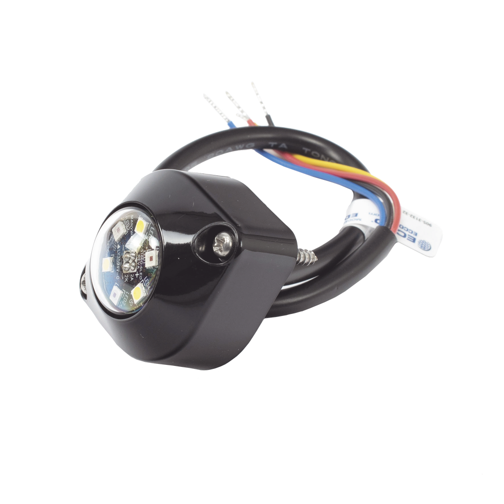 Estrobo Oculto de 6 LED, Blanco, Lente Transparente, Bisel Negro - Imagen 3