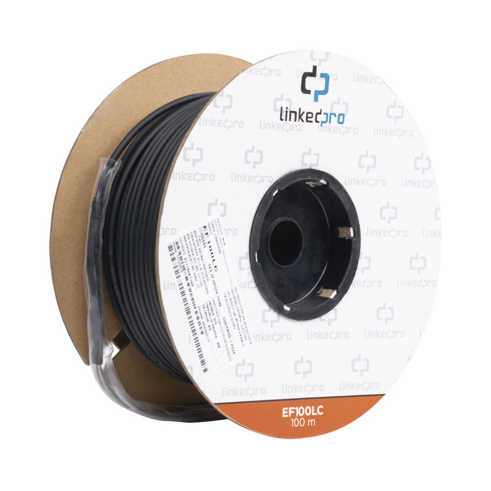 Carrete de Fibra Óptica Monomodo con Conectores LC-LC Duplex, Reforzada con Kevlar, de 100 Metros (328.08 Pies), Para Instalaciones Subterráneas por Tubería