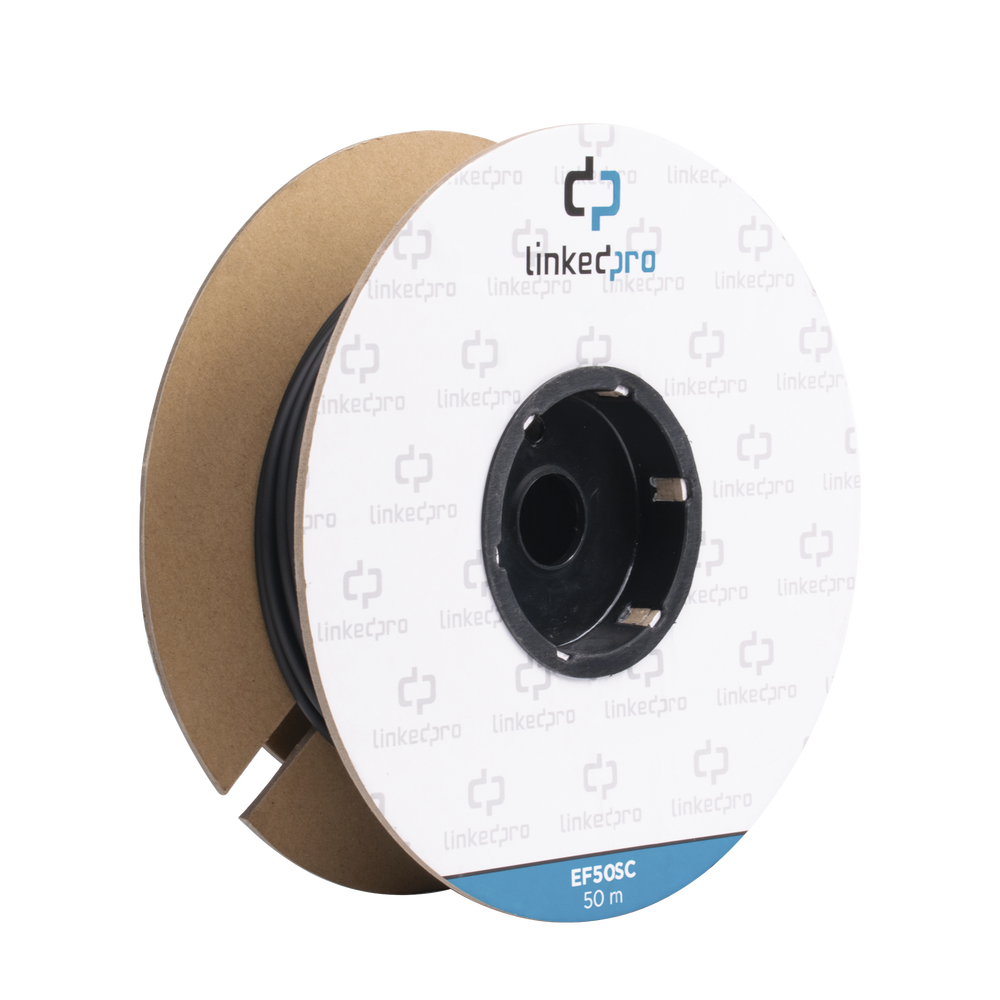 Carrete de Fibra Óptica Monomodo con Conectores SC-SC Duplex, Reforzada con Kevlar, de 50 Metros (164.04 Pies), Para Instalaciones Subterráneas por Tubería