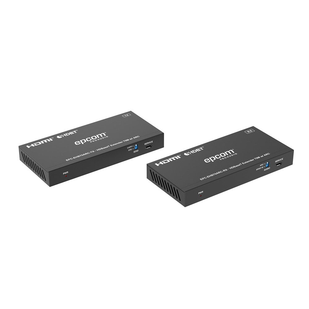 Kit Extensor HDMI | HDBaseT | 70m en 4K@60Hz | Cat5e/6 | Gestión Avanzada EDID | Soporta ARC | Control IR Bidireccional | RS232 | PoC