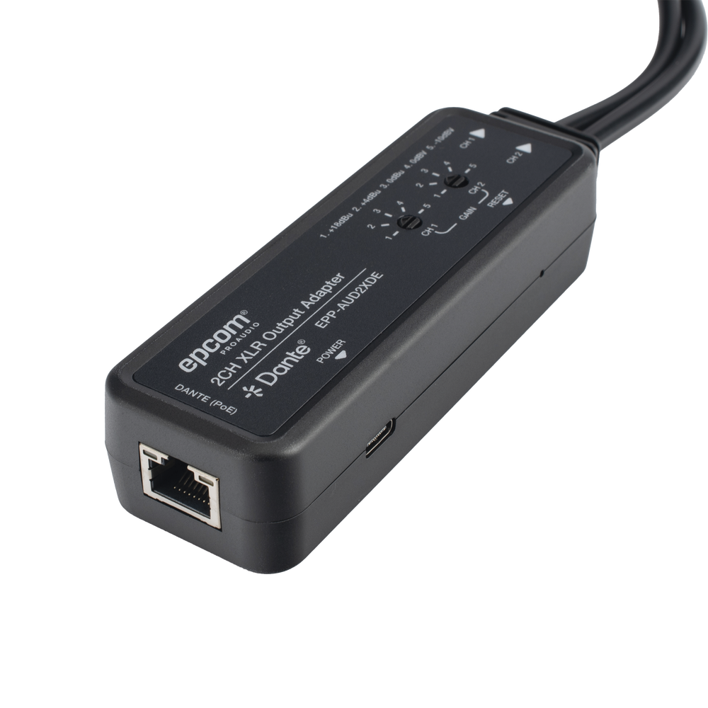 Extensor de Audio Dante® 2CH XLR Output Adapter | Entrada Digital Dante® | Salida XLR Balanceada/No Balanceada | Latencia Configurable 1-5ms | HDMI 1.4 | HDCP 1.4 | PoE IEEE802.3af | USB-C | Transmisión 100m - Imagen 3