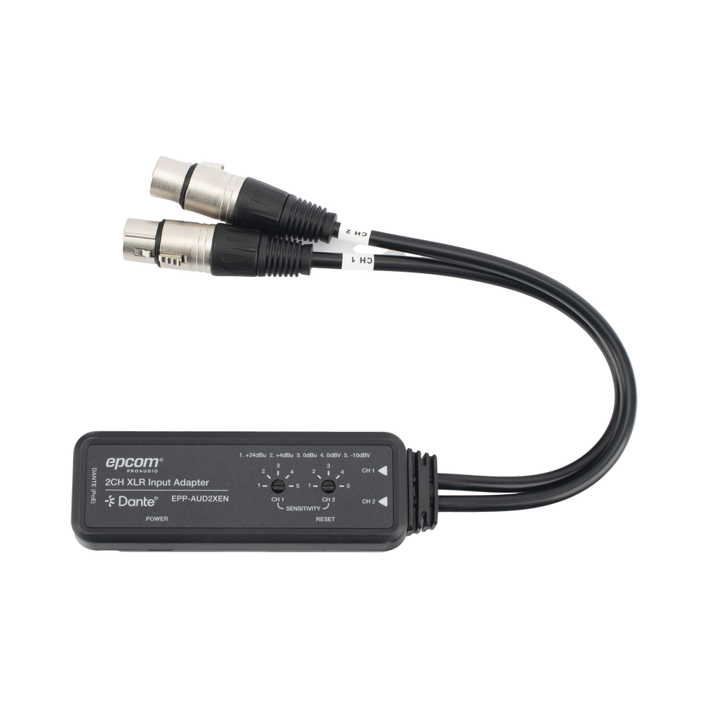 Extensor de Audio Dante® | 2CH XLR Input Adapter | Entrada XLR Balanceada/No Balanceada 2 Canales | Salida Digital Dante® 2CH | Latencia Configurable 1, 2 o 5 ms | Ancho de Banda 100M | Compatible con HDMI 1.4 | Protección ESD IEC 61000-4-2