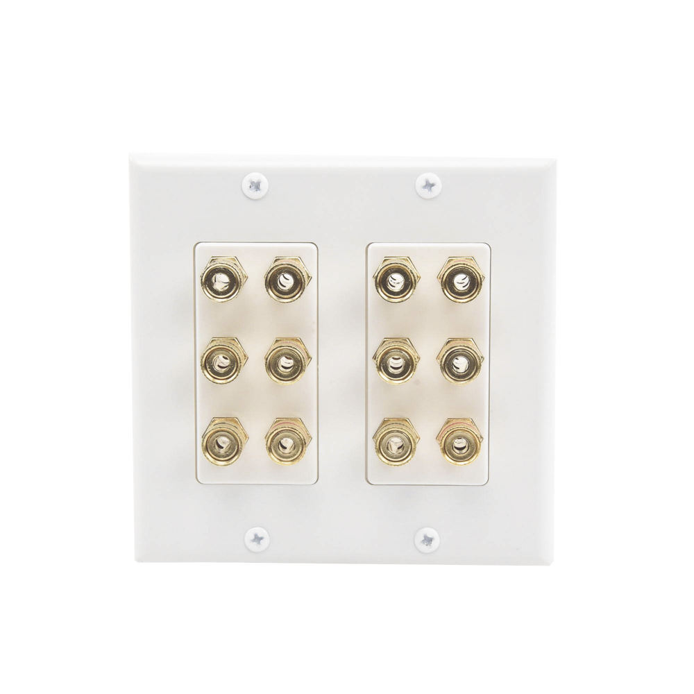Placa de Pared | Postes de Unión Tipo Banana | Conexión para 6 Altavoces | Fácil Instalación | Conectores Chapados en Oro