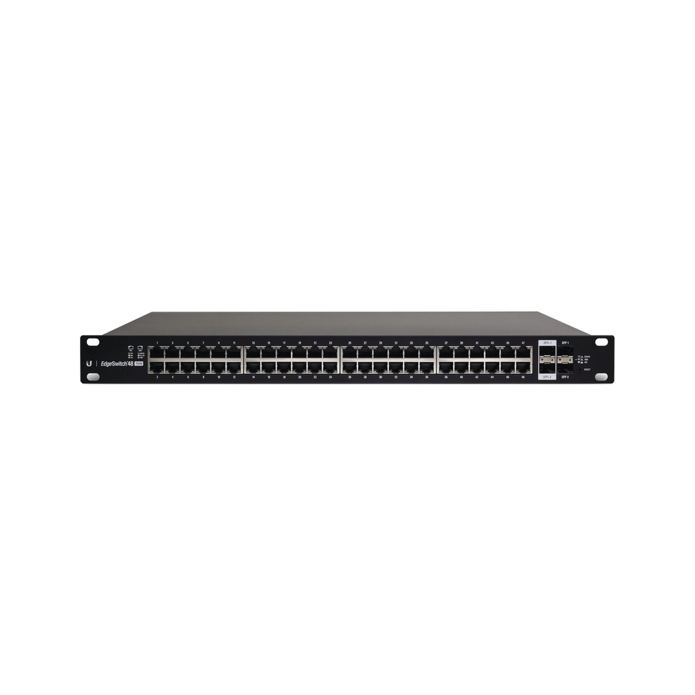 EdgeMAX Switch Administrable 48 Puertos Gigabit, PoE+/Pasivo 24V, 2 SFP, 2 SFP+ 10G, 500W