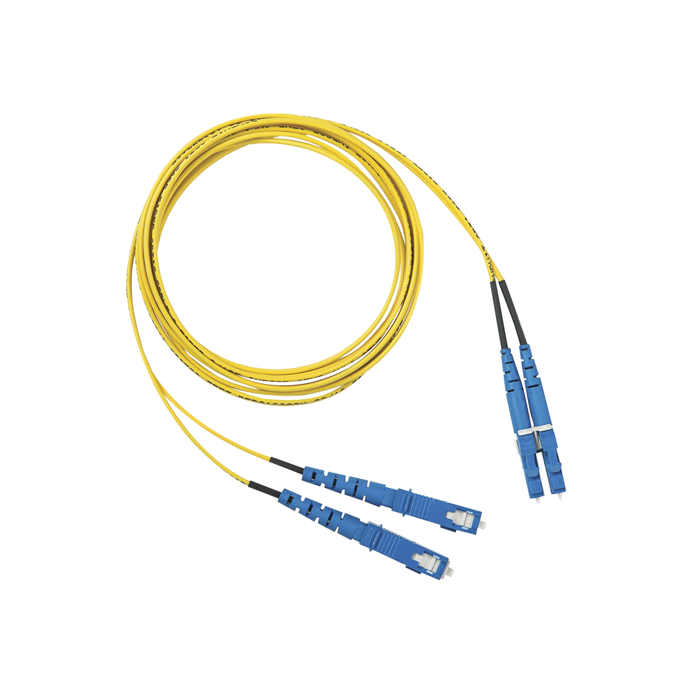 Jumper de Fibra Optica Monomodo 9/125 OS2, LC-SC Duplex, OFNR (Riser), Color Amarillo, 10 Metros (32.81 Pies)