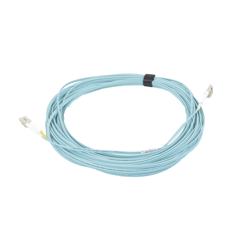 Jumper de Fibra Óptica Multimodo 50/125 XGLO OM3, LC-LC Duplex, OFNR, Color Aqua, 15 Metros (49.21 Pies) - Imagen 4