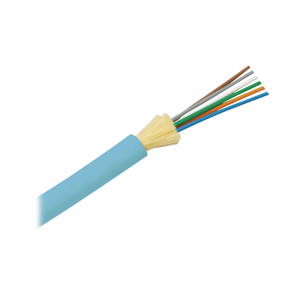 Cable de Fibra Óptica de 6 Hilos, Multimodo OM3 50/125 Optimizada, Interior, Tight Buffer 900um, No Conductiva (Dieléctrica), OFNR (Riser), Precio Por Metro
