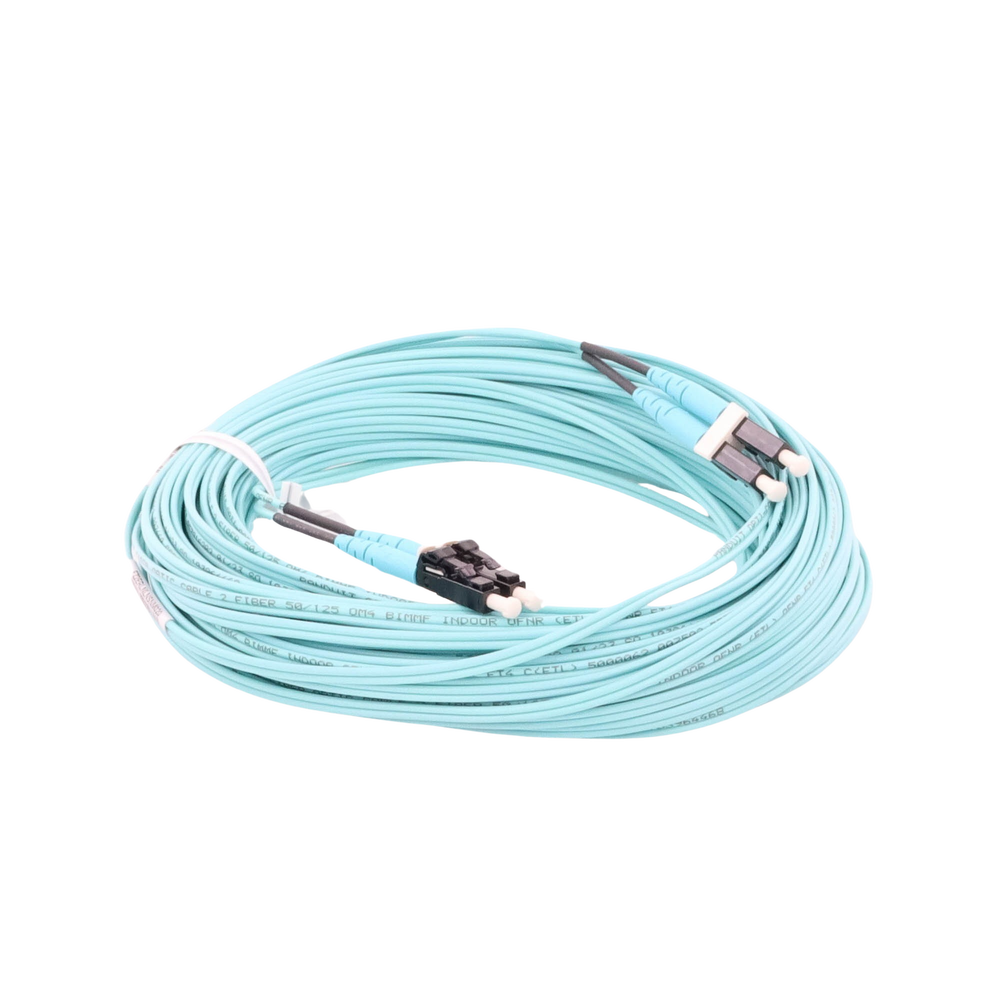 Jumper de Fibra Optica Multimodo 50/125 OM4, LC-LC Duplex, OFNR (Riser), Color Aqua, 20 Metros (65.62 Pies) - Imagen 2