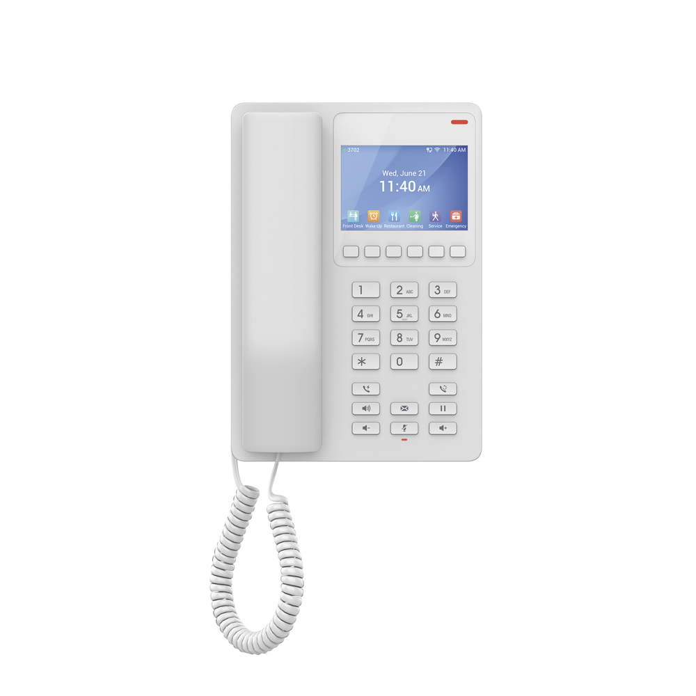 Teléfono IP Hotelero con pantalla LCD a color, 2 líneas SIP con 2 cuentas, codec Opus, IPV4/IPV6, color blanco, con gestión en la nube GDMS - Imagen 4