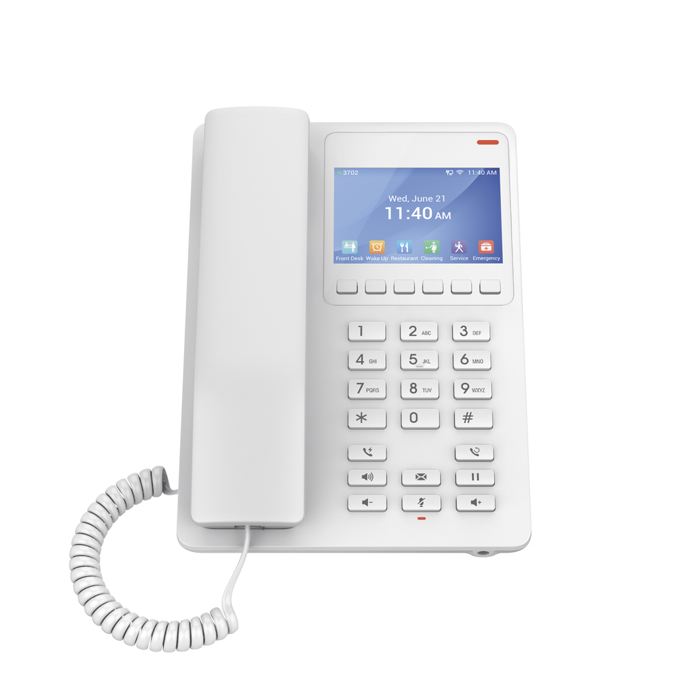 Teléfono IP Hotelero con pantalla LCD a color, 2 líneas SIP con 2 cuentas, codec Opus, IPV4/IPV6, color blanco, con gestión en la nube GDMS - Imagen 3